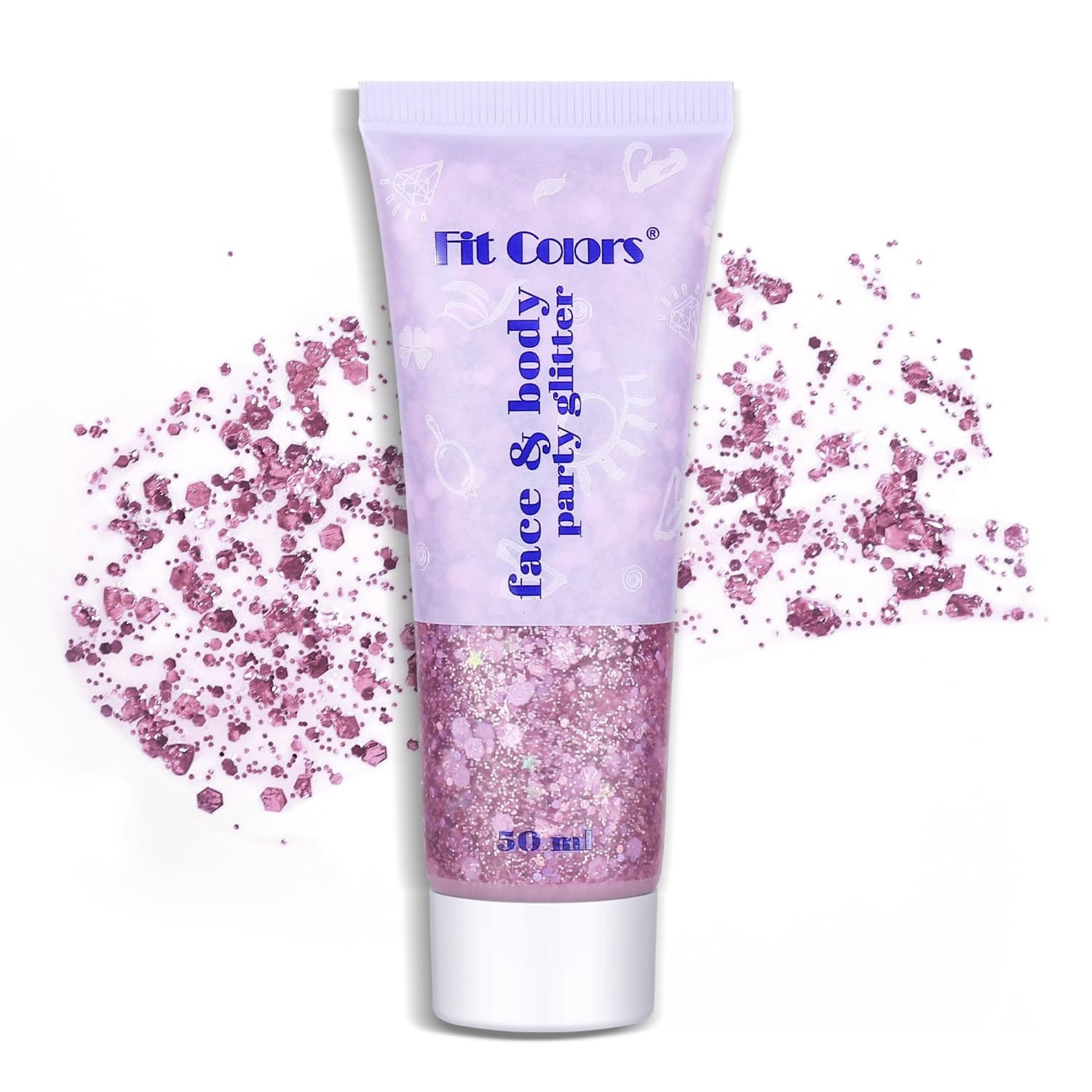 KINGMAS Long Lasting Pink Body Glitter Holographic Sparkling Cosmetic