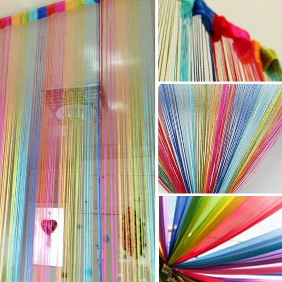 KINGMMICRO4 Rainbow Color Line Indoor Decor Curtains, 54” x 84” (2 Panels)
