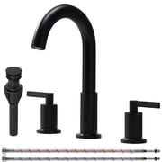 KINGO HOME 8 inch Widespread Bathroom Faucet Matte Black, 3-Hole 2 Handles with Pop-up Drain, Spot Resist, Grifo De Ba o