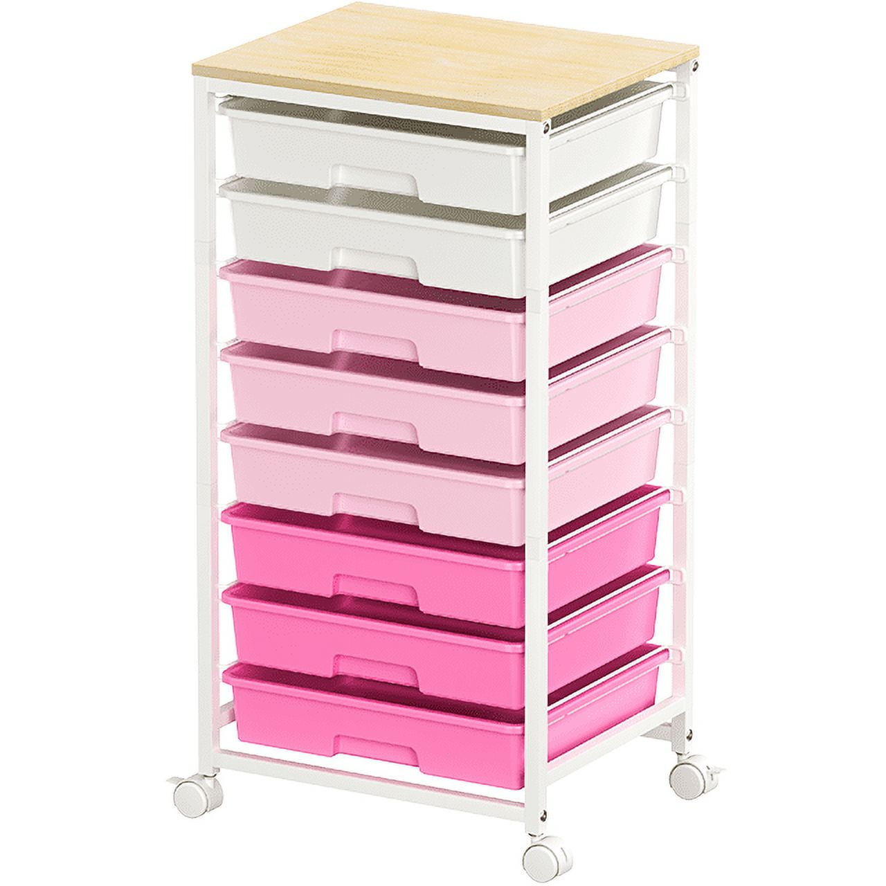 KK KINGRACK Portable 8Drawer Storage Rolling Cart with Wheels, Wooden