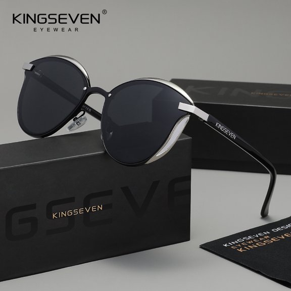 KINGSEVEN Ladies UV400 Polarized Sunglasses Fashion Cat Eyes Alloy Frame