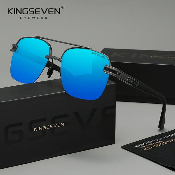 KINGSEVEN Men Women UV400 Sunglasses Polarized Rectangle Alloy Frame