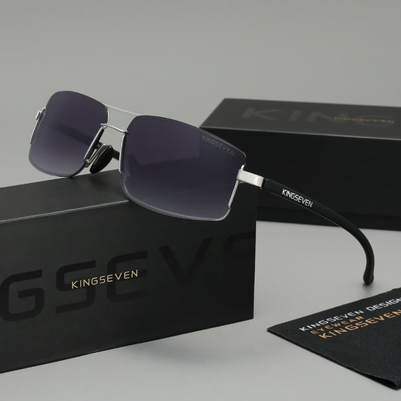KINGSEVEN Men's Driving Sunglasses Polarized UV400 Rectangle Alloy Frame