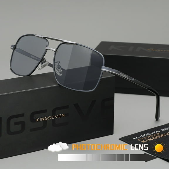 KINGSEVEN Men's Polarized UV400 Sunglasses Classic Rectangle stainless Steel Frame