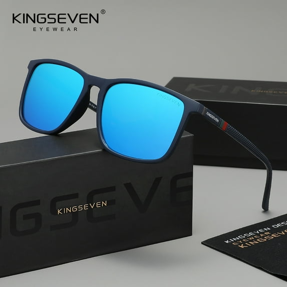KINGSEVEN Men's UV400 Sunglasses Driving Polarized Rectangle Frame