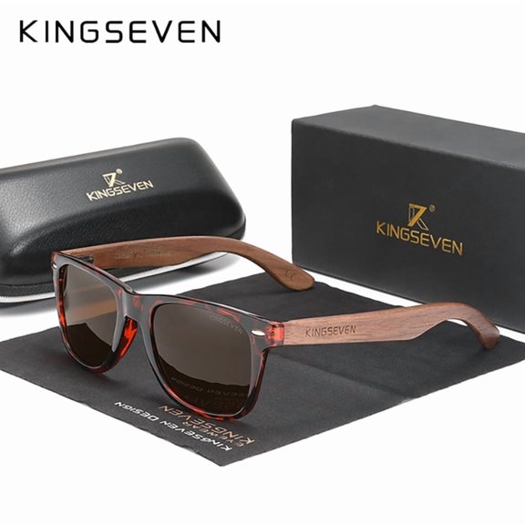 KINGSEVEN Natural Wooden Frame Design Sunglasses UV400 Polarized Eyewear