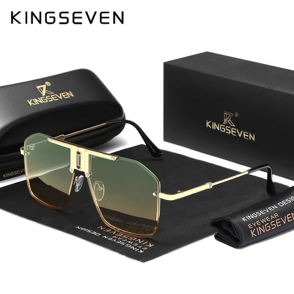 KINGSEVEN Oversized Alloy Frame Sunglasses For Women Men Driving UV400 Eyewear