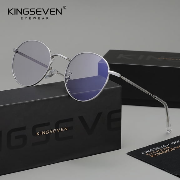 KINGSEVEN Round Classic Frame Blue Light Blocking Glasses For Students Writing Studying Protection Eyewear