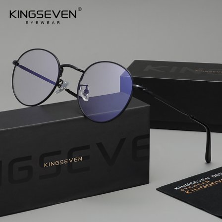 KINGSEVEN Round Classic Frame Blue Light Blocking Glasses For Students Writing Studying Protection Eyewear