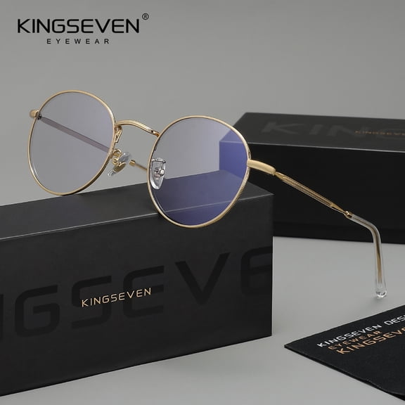 KINGSEVEN Round Classic Frame Blue Light Blocking Glasses For Students Writing Studying Protection Eyewear