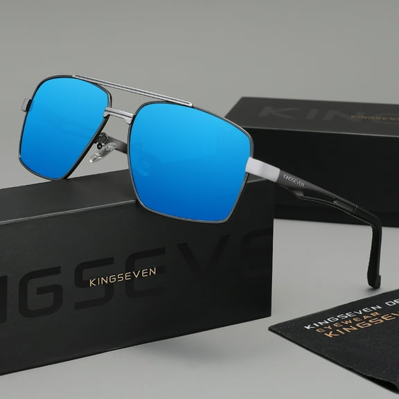 KINGSEVEN Unisex Polarized Sunglasses UV400 Classic Rectangle Alloy Frame