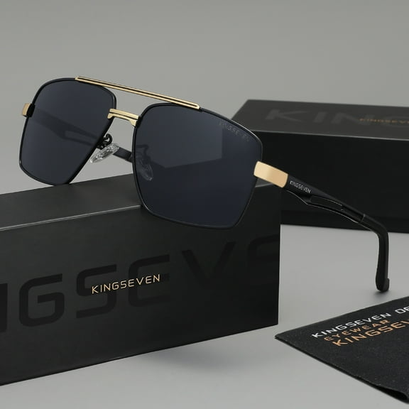 KINGSEVEN Unisex Polarized Sunglasses UV400 Classic Rectangle Alloy Frame