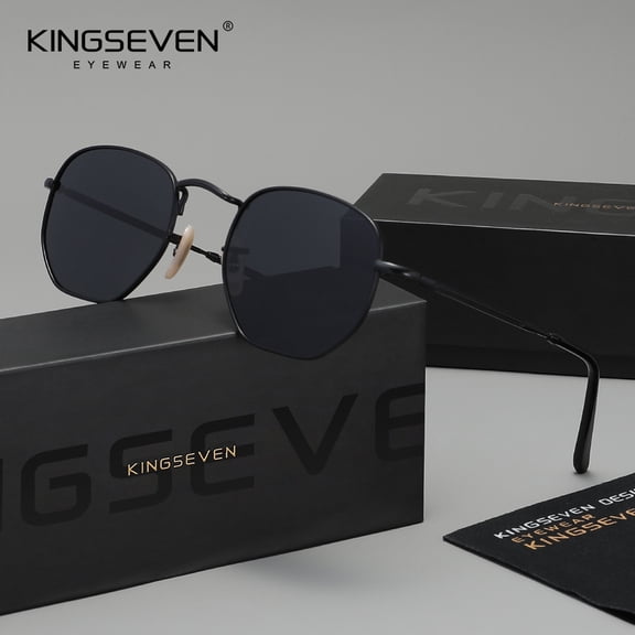 KINGSEVEN Vintage Round Frame Sunglasses Alloy Design UV400 Polarized For Men Women Casual Eyewear