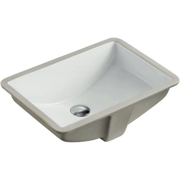 KINGSMAN Durable 21.5 Inch Rectangle Undermount Drop In Vitreous Ceramic Lavatory Vanity Bathroom Restroom Sink Pure White (21.5 Inch)