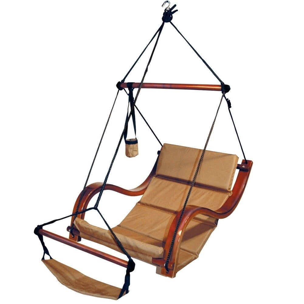 Elegant Natural Tan Wave-Inspired Hanging Patio Chair with ComfortFoam