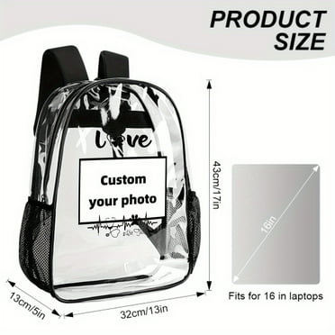 KINGSS 1pc Personalized Picture Transparent Backpack - Customize Your Loved Ones Photo This Waterproof Backpack Gift
