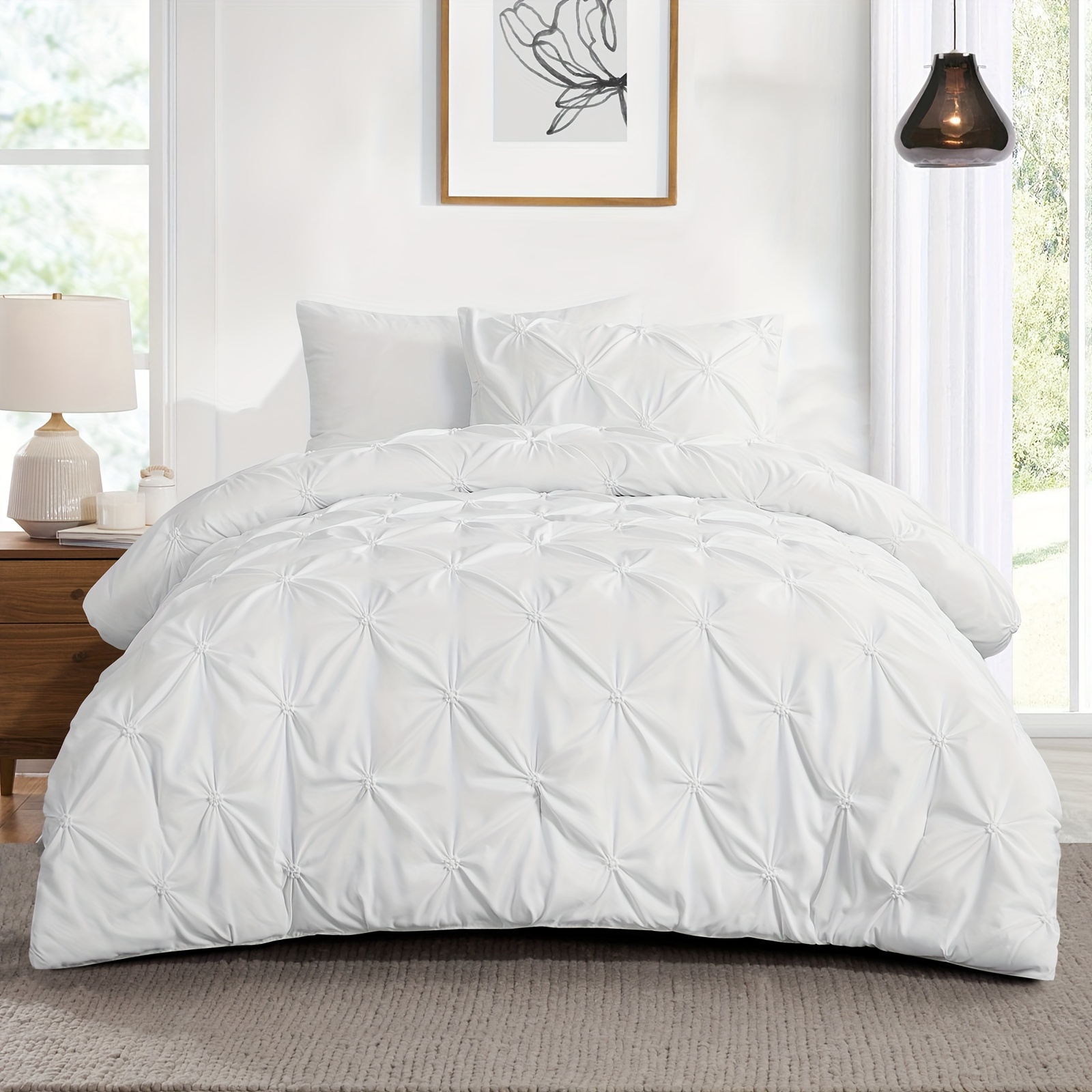 Purple All Season Down Pin-Tuck Comforter – Queen 90x90 Inches, 600 GSM Egyptian Cotton