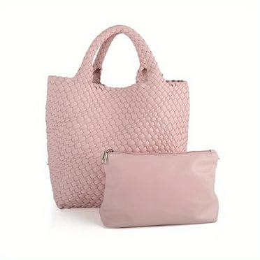 KINGSS Beach Woven Tote Bag  Large Capacity Braided Handbag  Women‘s Casual Top Handle Bag For Travel