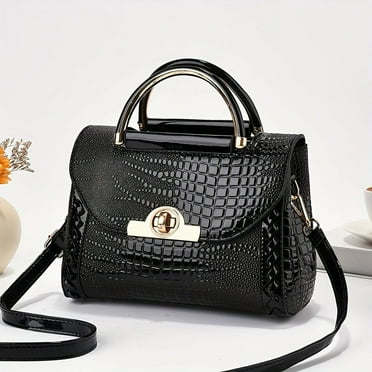 KINGSS Top Handle Satchel Bag  Crocodile Pattern Crossbody Bag  Women‘s Elegant Handbag  Shoulder Bag & Purse