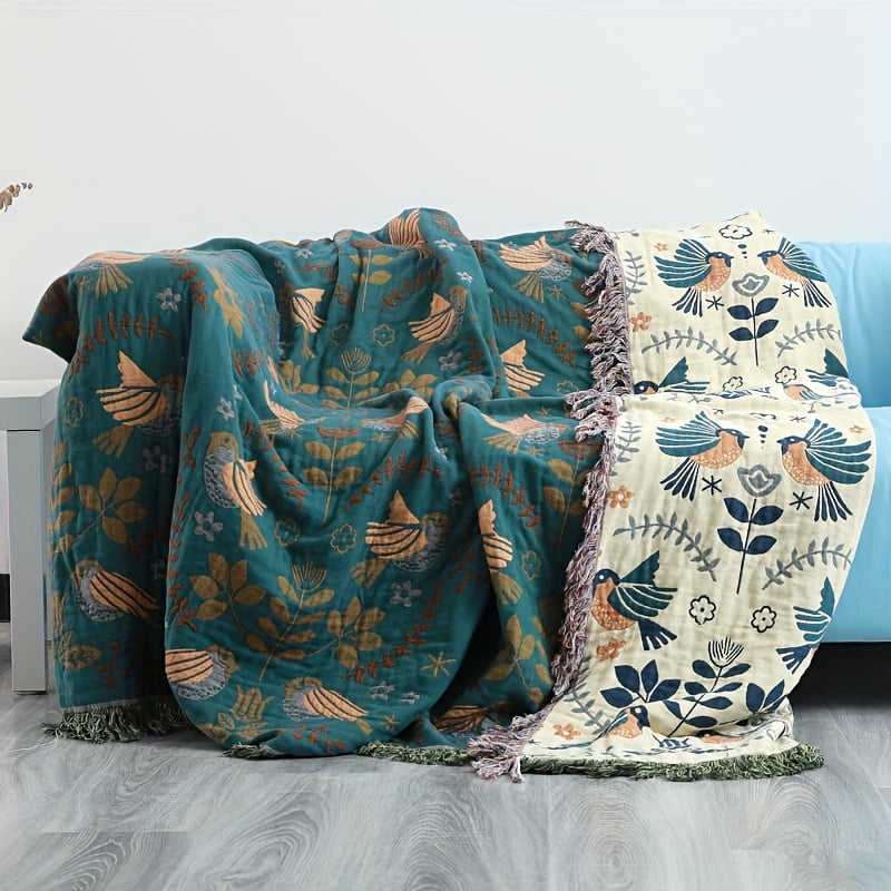 KINGSS UltraSoft 100 Cotton Throw Blanket With Vintage Floral Design