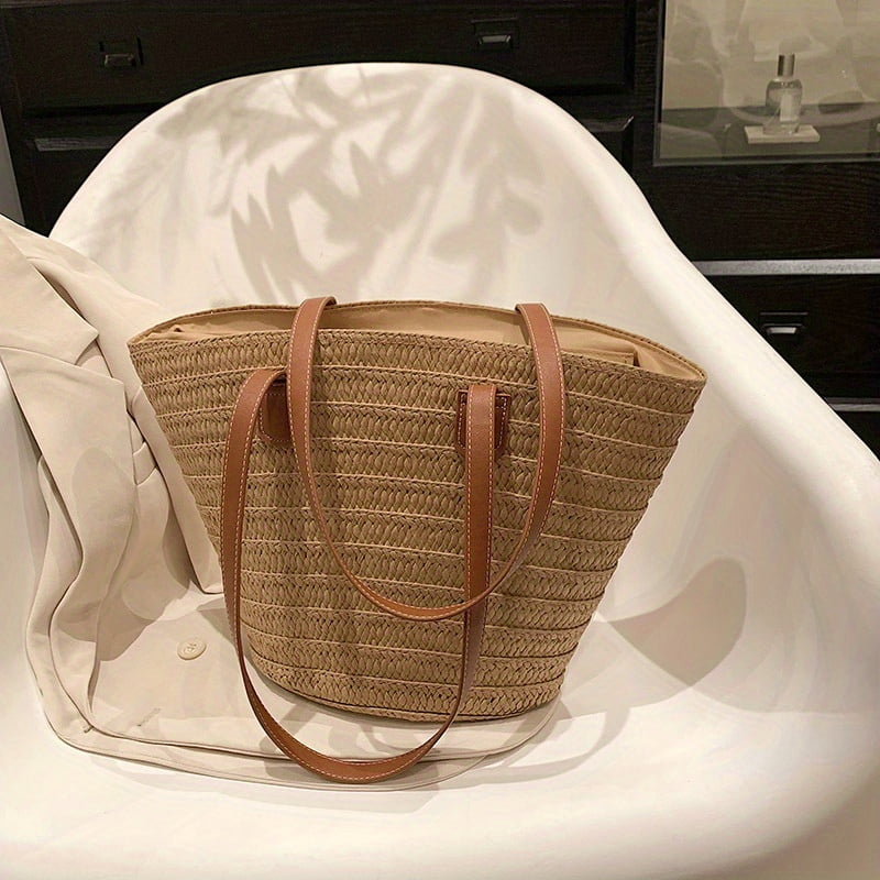 KINGSS Woven Tote Bag For Women Boho Style Summer Beach Bag Large ...