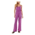 thumbnail image 1 of KINGSTON GREY Womens Purple Ruffled Adjustable Spaghetti Strap Surplice Neckline Wide Leg Jumpsuit M, 1 of 4
