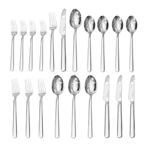 KINGSTONE 20-Piece Flatware Set, 18/10 Stainless Steel, Service for 4, Heavy Duty Dishwasher Safe Silverware