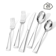 KINGSTONE 20-Piece Silverware Set, 18/10 Stainless Steel Flatware Set for 4, Mirror Polished, Dishwasher Safe, Rust-Resistant