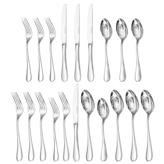 KINGSTONE 20-Piece Stainless Steel Flatware Set, Service for 4, 18/10 Mirror Polished Silverware, Dishwasher Safe