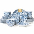 thumbnail image 1 of KINGSTONE 32-Piece Blue Floral Porcelain Dinnerware Set, Service for 8, Microwave & Dishwasher Safe, 1 of 9