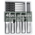 thumbnail image 1 of KINGSTONE 49-Piece Black Silverware Set for 8, 304 Stainless Steel Flatware with Organizer and Steak Knives, Dishwasher Safe, 1 of 6