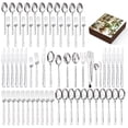 thumbnail image 1 of KINGSTONE 66 Pcs 18/10 Stainless Steel Silverware Set with Serving Utensils for 12, Cutlery Set with Hammered Pattern for Kitchen, Home, Restaurant, Mirror Polished & Dishwasher Safe, 1 of 9