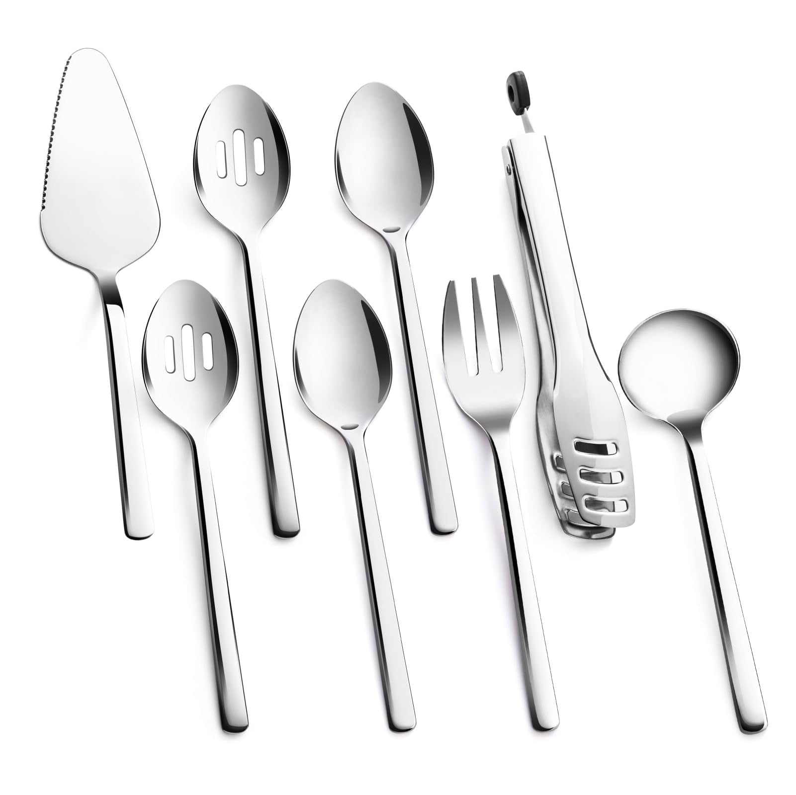 Large Hostess Serving Utensils Sets,18/10 Stainless Steel Heavy Duty 10inch Serving Spoons,serving Fork,serving Tongs, Cake Pie