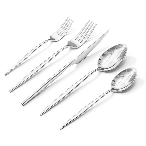 KINGSTONE Silverware Set, 20-Piece Flatware Set Cutlery Set Premium 18/10 Stainless Steel, Tableware Include Forks Knives Spoons for Home Kitchen Restaurant Wedding, Dishwasher Safe Y101