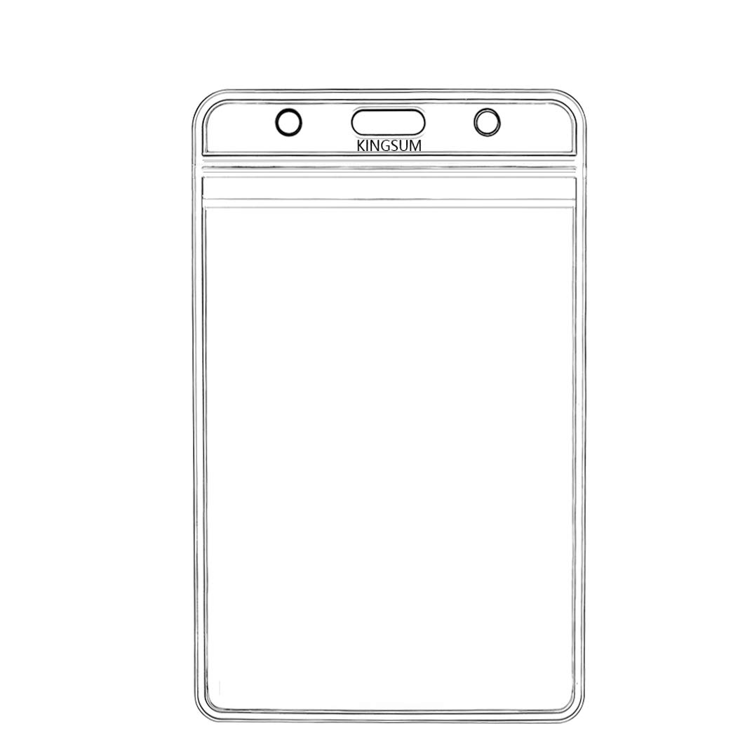KINGSUM Vertical ID Badge Holders Sealable Waterproof Clear Plastic