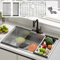 KINGTACK 30-inch Undermount Kitchen Sink, 304 Stainless Steel Drop in Sinks, Workstation Single Bowl Basin Sink  Set with 4 Sink Accessories