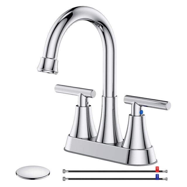 KINGTACK Bathroom Faucet 3 Hole, 4 Inch Bathroom Sink Faucet, Stainless ...