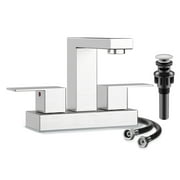 KINGTACK Bathroom Faucets, 4 Inch Brushed Nickel Bathroom Faucets for Sink 3 Hole, 2 Handle Bathroom Sink Faucets with Pop-up Drain and Supply Lines