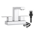 thumbnail image 1 of KINGTACK Bathroom Faucets, 4 Inch Brushed Nickel Bathroom Faucets for Sink 3 Hole, 2 Handle Bathroom Sink Faucets with Pop-up Drain and Supply Lines, 1 of 10