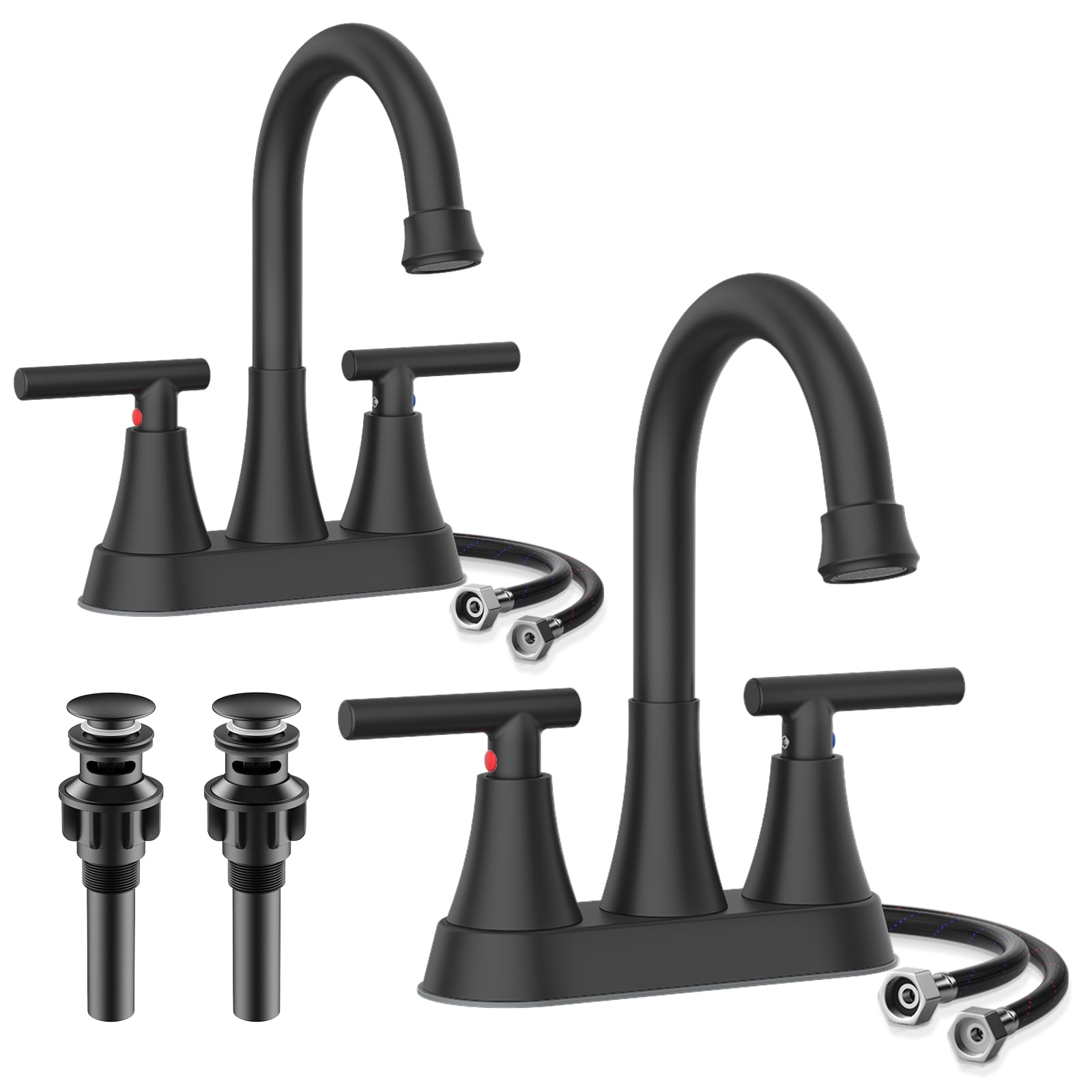 KINGTACK Bathroom Sink Faucet, 4 Inch Matte Black Bathroom Sink Faucet ...