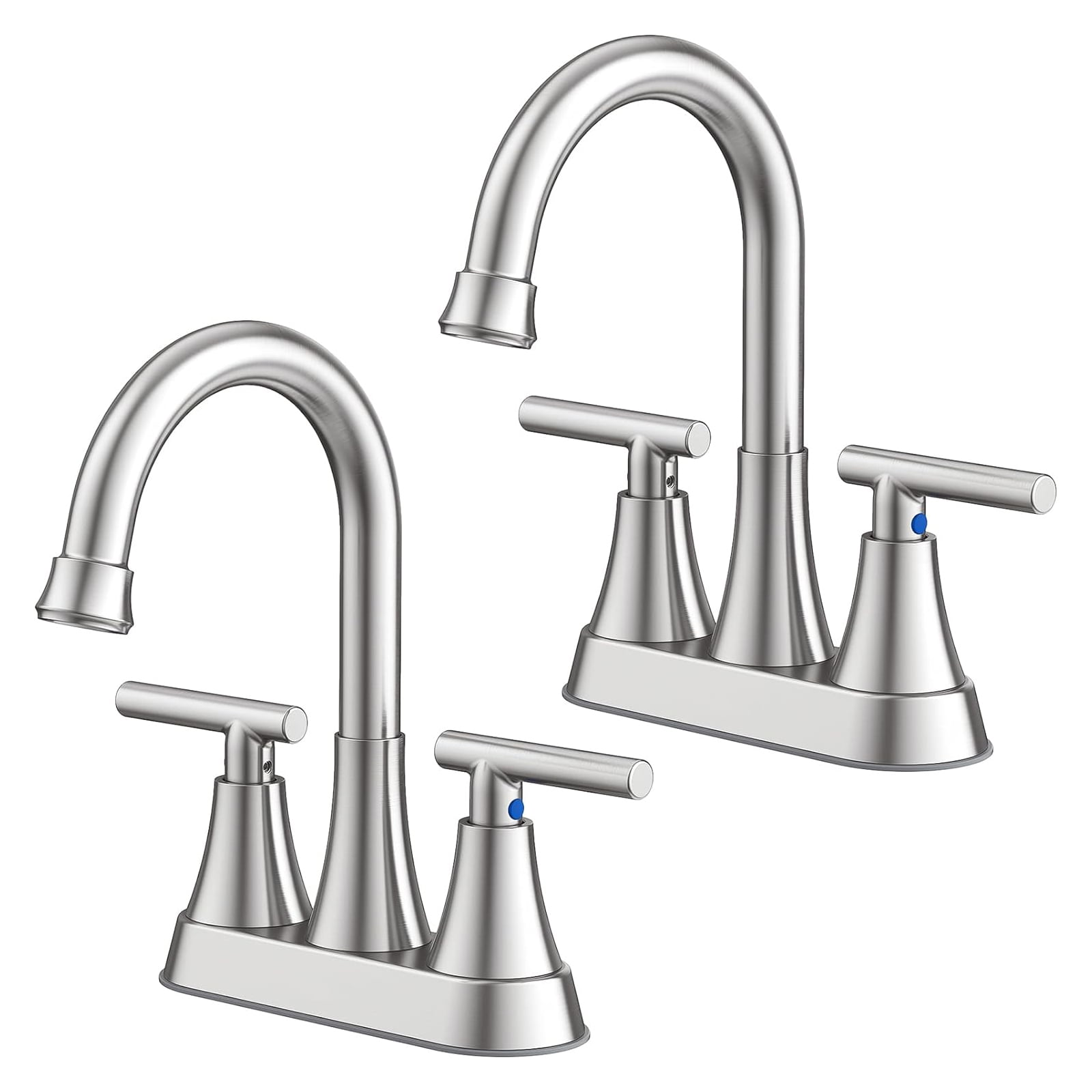 KINGTACK Bathroom Sink Faucet, 4 inch Brushed Nickel 2-Handle Bathroom ...
