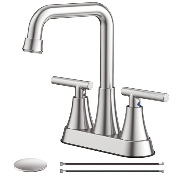 Bathroom Faucet 3 Hole Brushed Faucets With Drain And Supply Lines ...