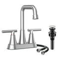 thumbnail image 1 of KINGTACK Bathroom Sink Faucet, 4 inch Brushed Nickel Bathroom Faucets with Pop-up Drain and Supply Lines, Stainless Steel 2-Handle Centerset Faucet for Bathroom Faucet 3 Hole, 1 of 10