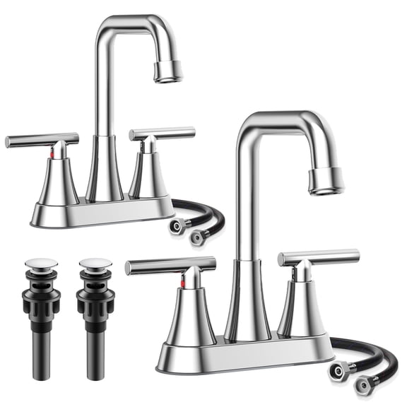 Bathroom Faucet 3 Hole Brushed Faucets With Drain And Supply Lines ...