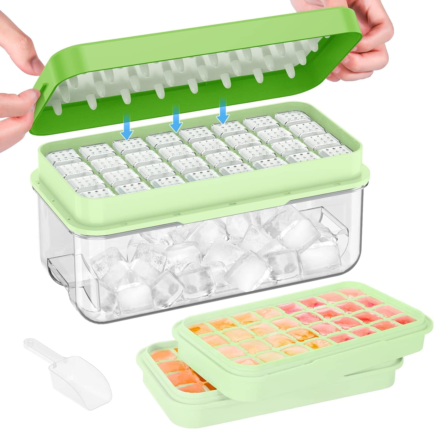 KINGTACK Ice Cube Tray, Ice Trays for Freezer, Ice Cube Tray With Lid ...
