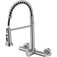 thumbnail image 1 of KINGTACK Wall Mount Kitchen Faucet,8 inch Commercial Sink Faucet with Sprayer, Dual Handles Utility Sink Faucet for Kitchen Laundry Restaurant,Stainless Steel, Chrome, 1 of 9