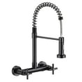 thumbnail image 1 of KINGTACK Wall Mount Kitchen Faucet,8 inch Commercial Sink Faucet with Sprayer, Dual Handles Utility Sink Faucet for Kitchen Laundry Restaurant, Matte Black, 1 of 10