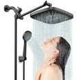 thumbnail image 1 of KINGTACK shower head combo, 12 Inch Rain Shower Head with Adjustable Extension Arm and 5 Spray Filtered Shower Head, Black, 1 of 7