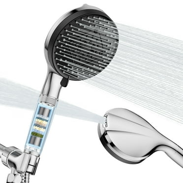 KINGTACK Shower Head with Handheld, 10 Spray Mode Shower Head with Filters, Remove Chlorine - Reduces Dry Itchy Skin, Chrome