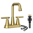 thumbnail image 1 of KINGTACK Bathroom Sink Faucet, 4 inch Brushed Gold Bathroom Faucets with Pop-up Drain and Supply Lines, Stainless Steel 2-Handle Centerset Faucet for Bathroom Faucet 3 Hole, 1 of 10
